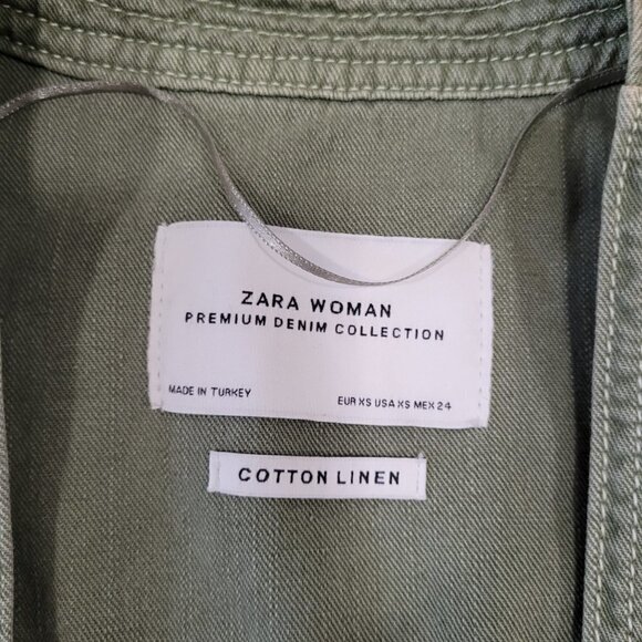ZARA | Premium Denim Belted Kimono Cotton Linen Wrap Jacket | Sz. XS - Picture 7 of 10